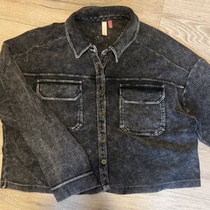 Pilcro washed black button up